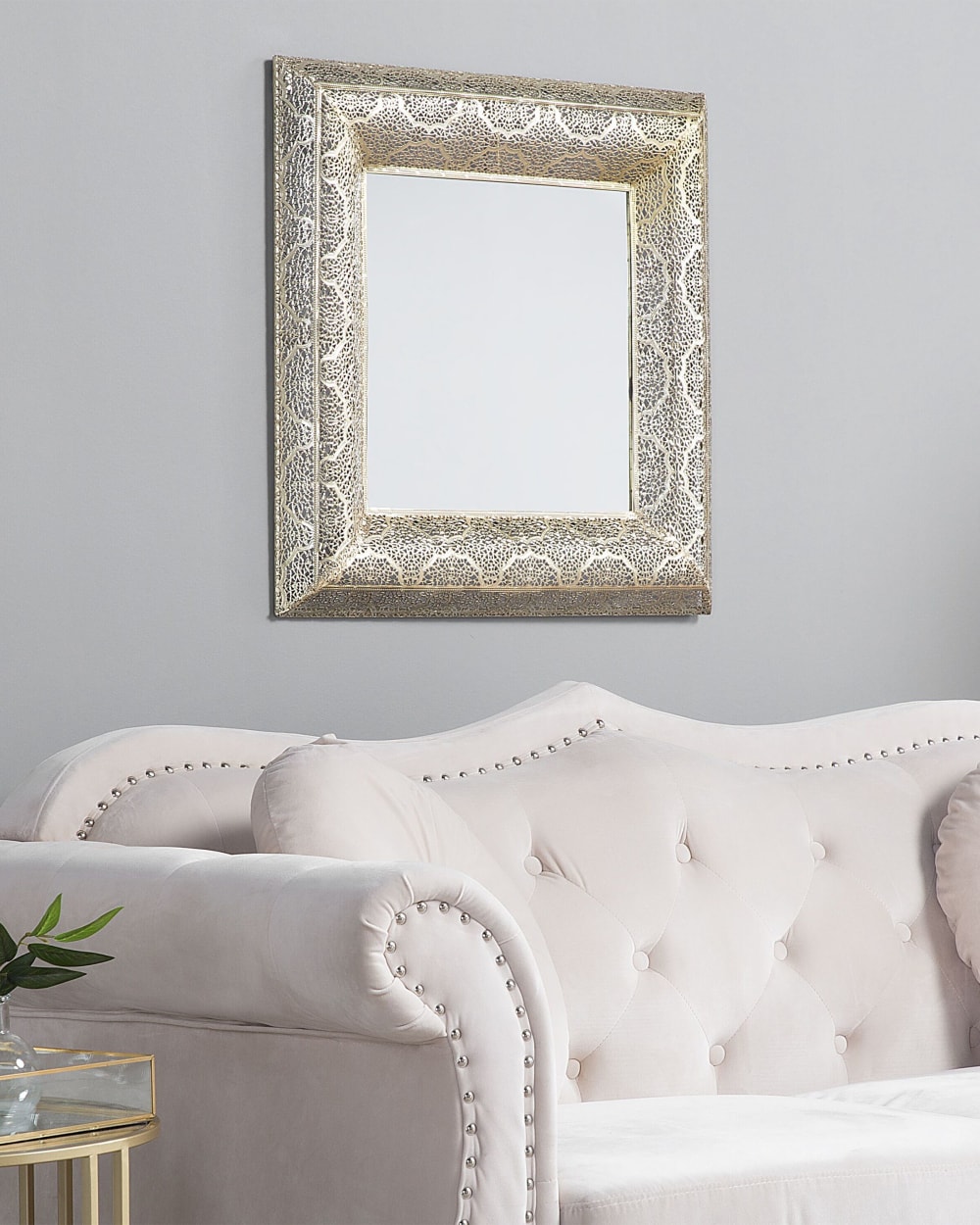 Beliani Wandspiegel aus Metall 60 x 60, gold style classic chic - Metall