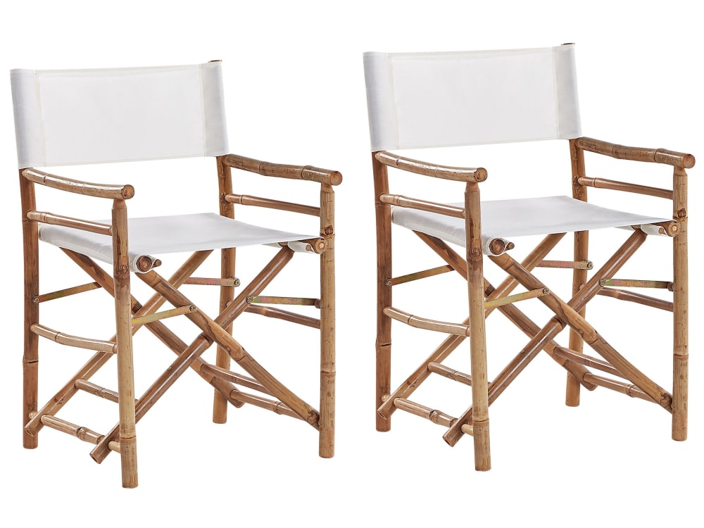 Lot de 2 chaises de jardin bambou marron