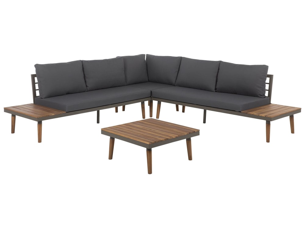Lounge Set 5 Personen Aus Akazienholz, Grau