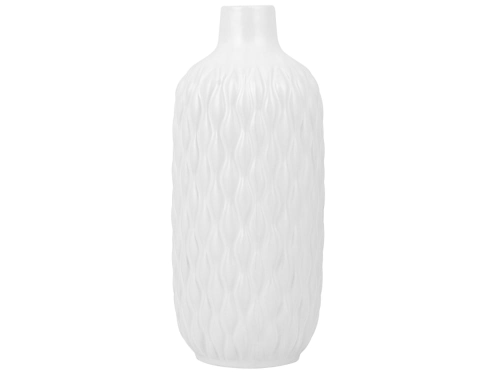 Beliani Dekovase Steinzeug weiß H31 style modern - Stoff