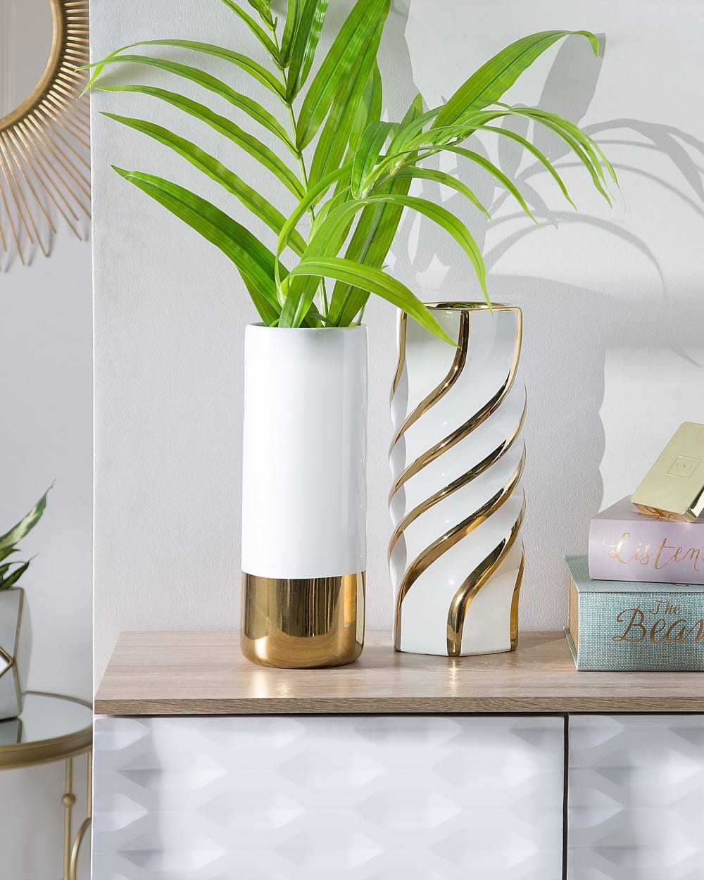 Blumenvase aus Keramik 36cm, weiß - Maisons Du Monde