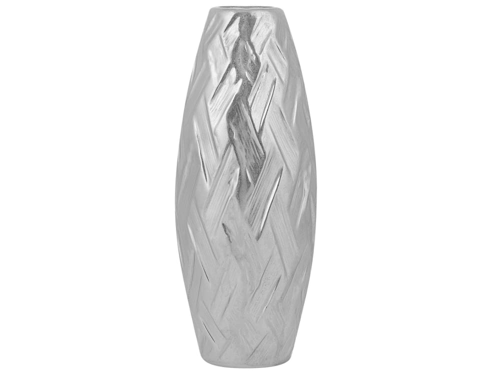 Beliani Dekovase Steinzeug silber H33 style modern - Stoff