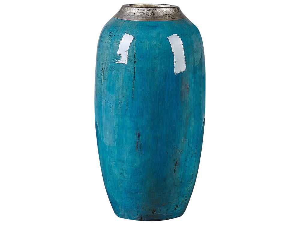 Vase décoratif en terre cuite bleu H42