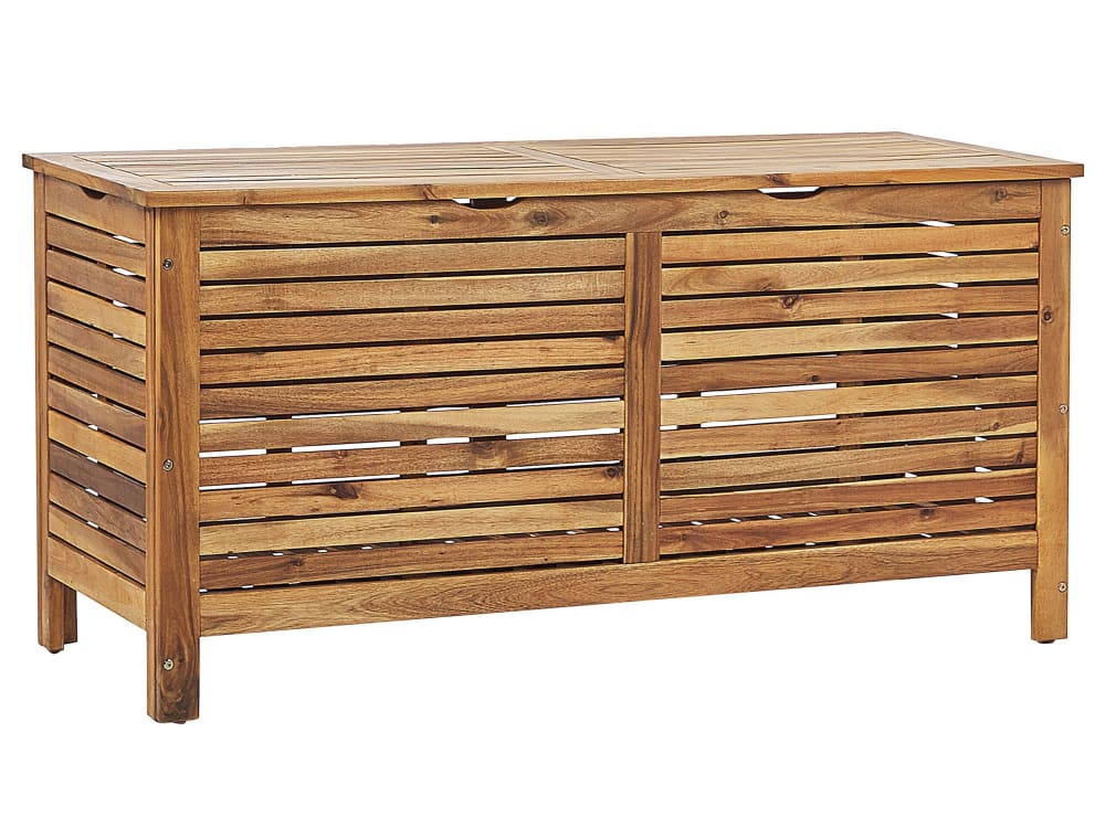 Coffre de rangement 130 cm 48 cm bois d'acacia marron clair