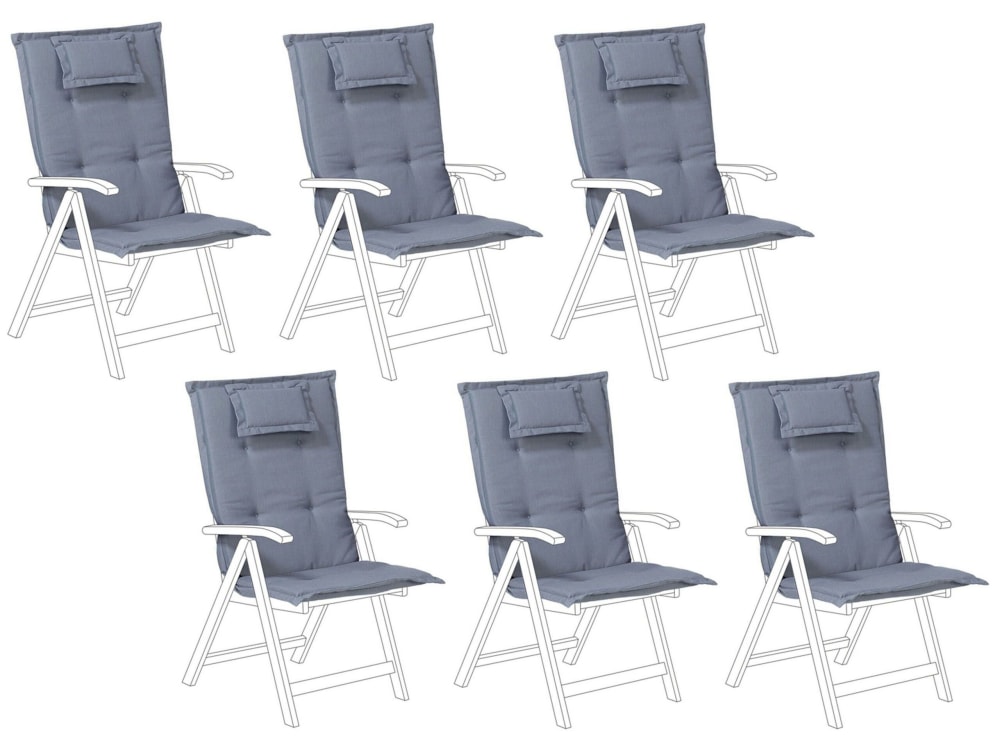 Sitzauflagen 6Er Set 50 X 70 Cm Blau