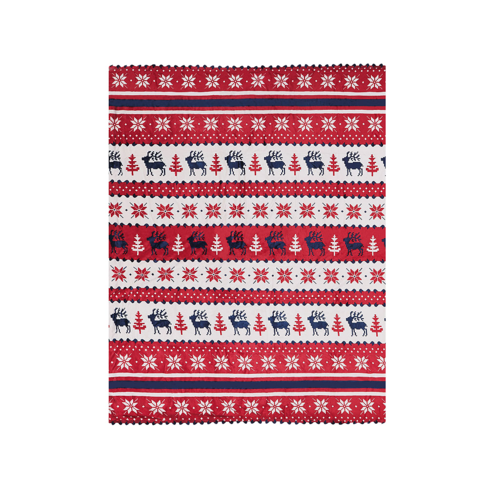 Couverture en polyester rouge et blanc motif Noël 200x150cm — vue 3