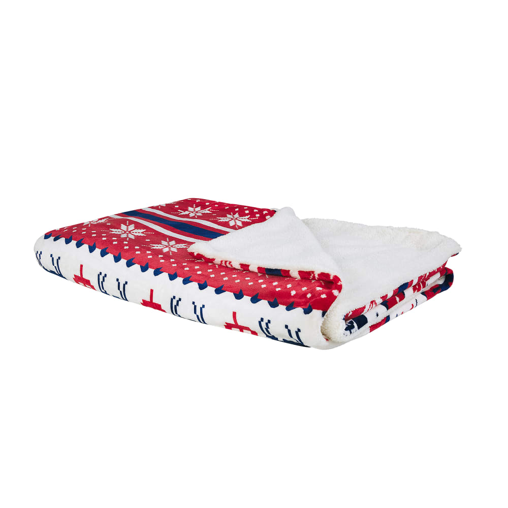 Couverture en polyester rouge et blanc motif Noël 200x150cm — vue 4