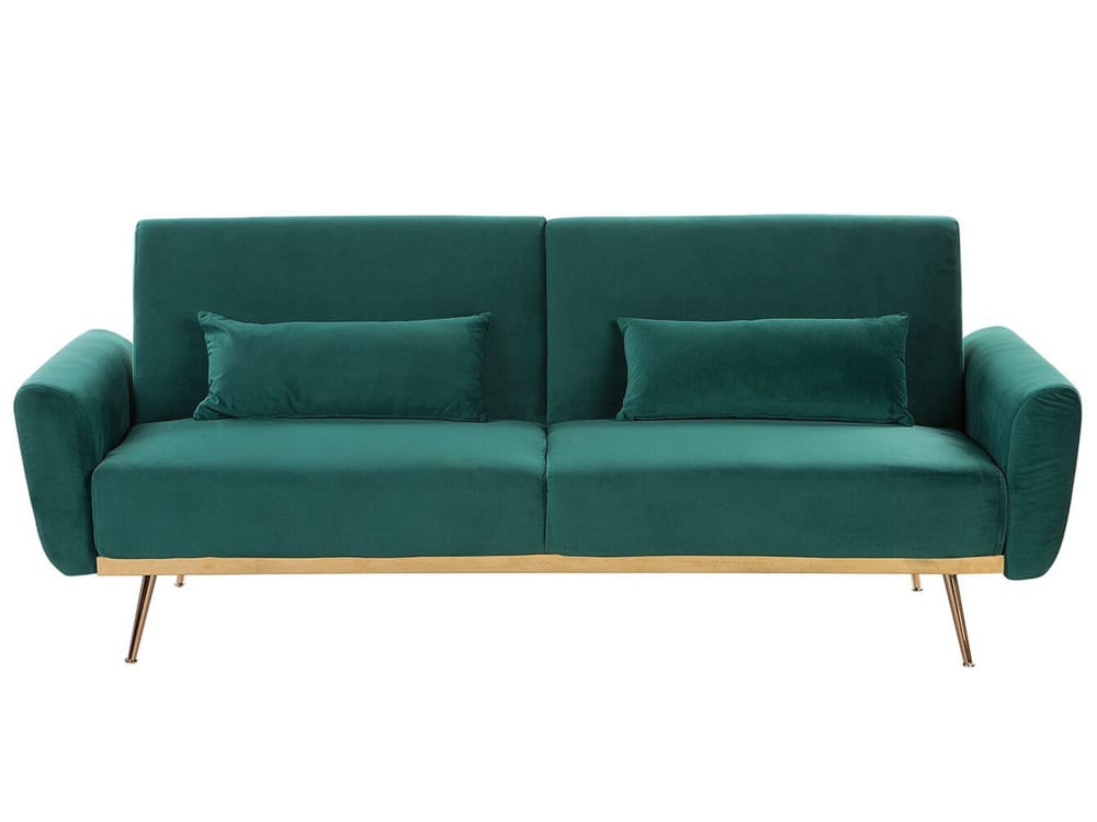 Schlafsofa 3 Personen Aus Samtstoff, GrüN