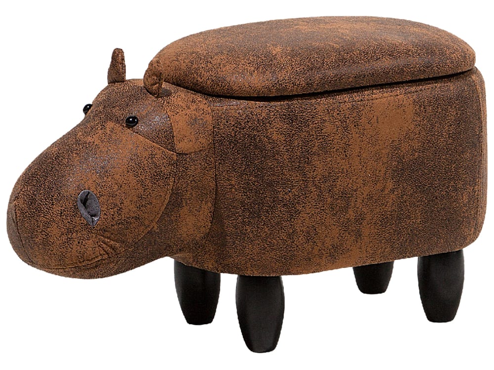 Beliani Tierhocker aus Kunstleder L60 cm, braun style landhaus Pvc - Polyvinlychlorid Kinder