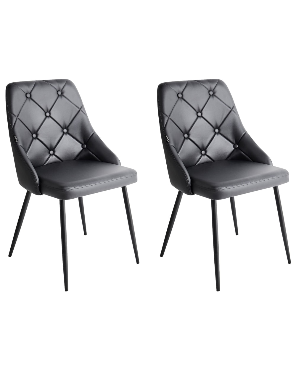 conjunto de 2 sillas de comedor  piel sintetica negro