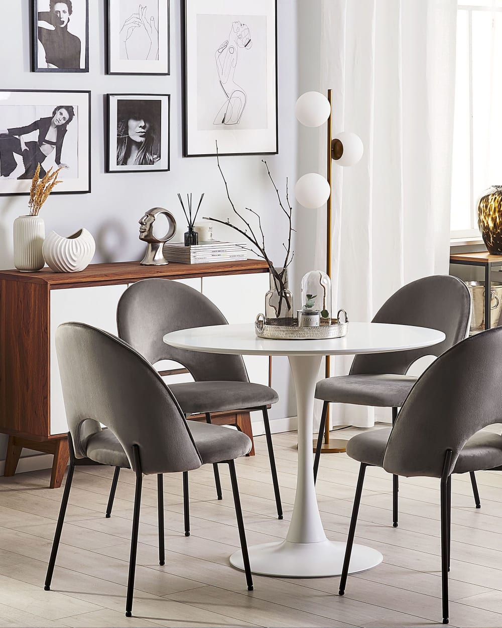 Lot de 2 chaises de salle à manger en tissu gris 46x83cm