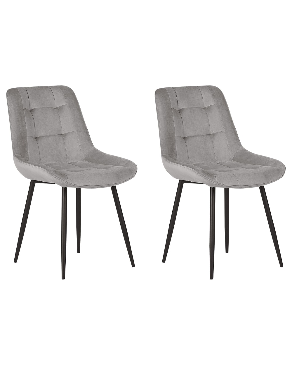 Beliani Esszimmerstuhl 2er Set aus Stoff, grau style modern - Samt