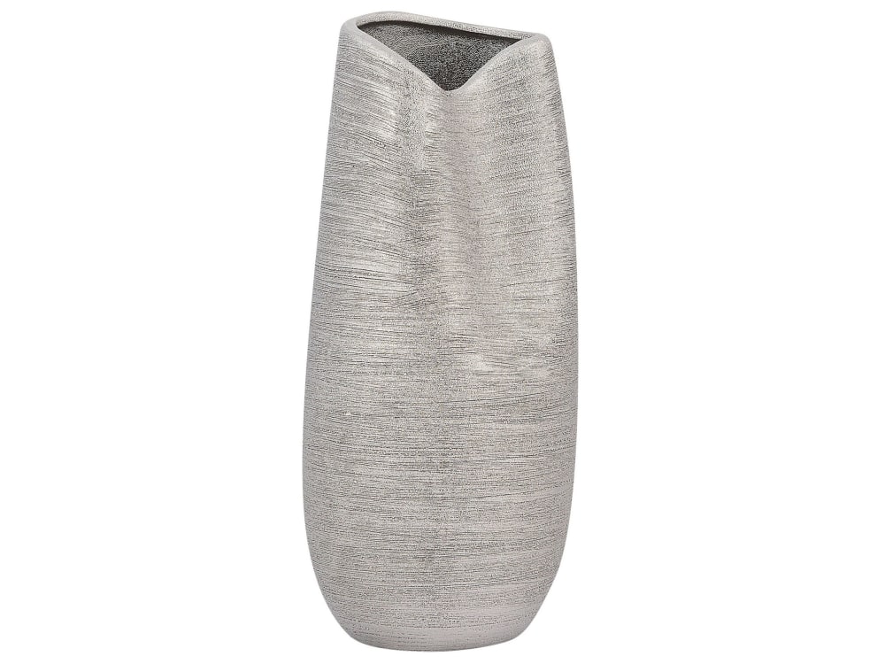 Beliani Dekovase Steinzeug silber H32 style modern - Stoff