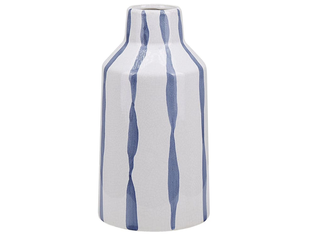 Beliani Blumenvase aus Keramik 22cm, weiß style vintage - Stoff