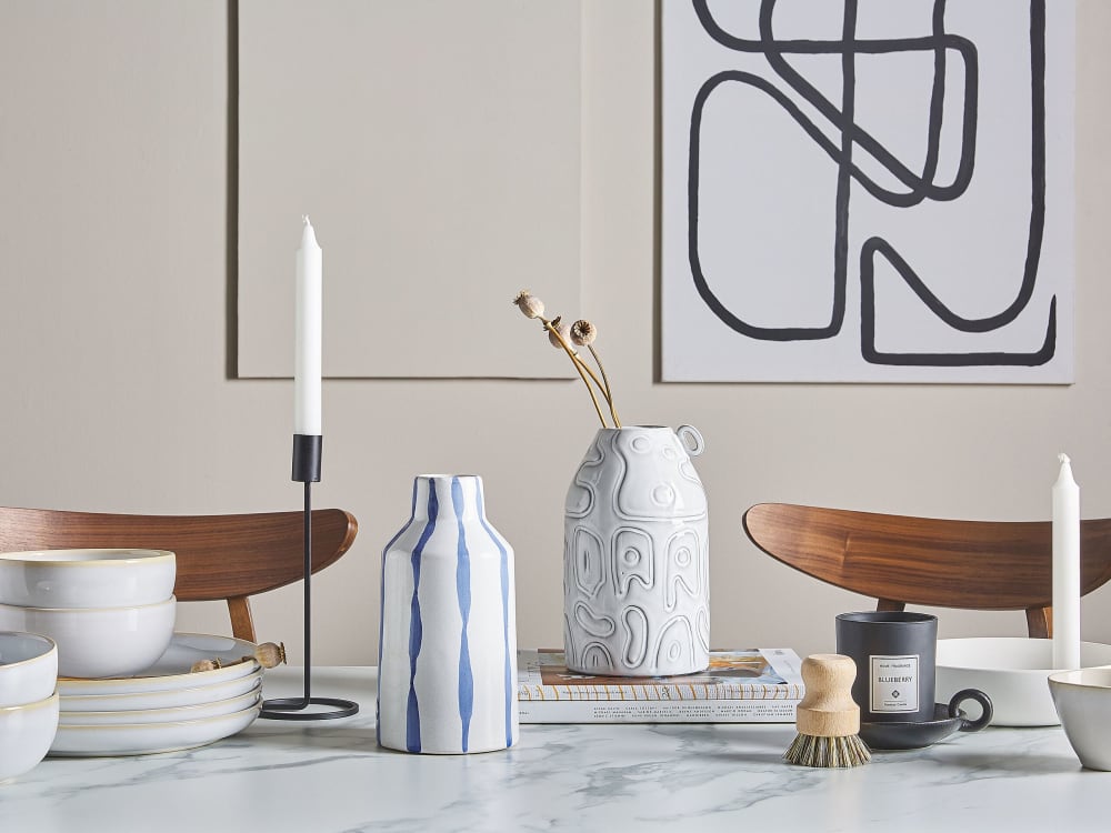 Blumenvase aus Keramik 22cm, weiß - Maisons Du Monde