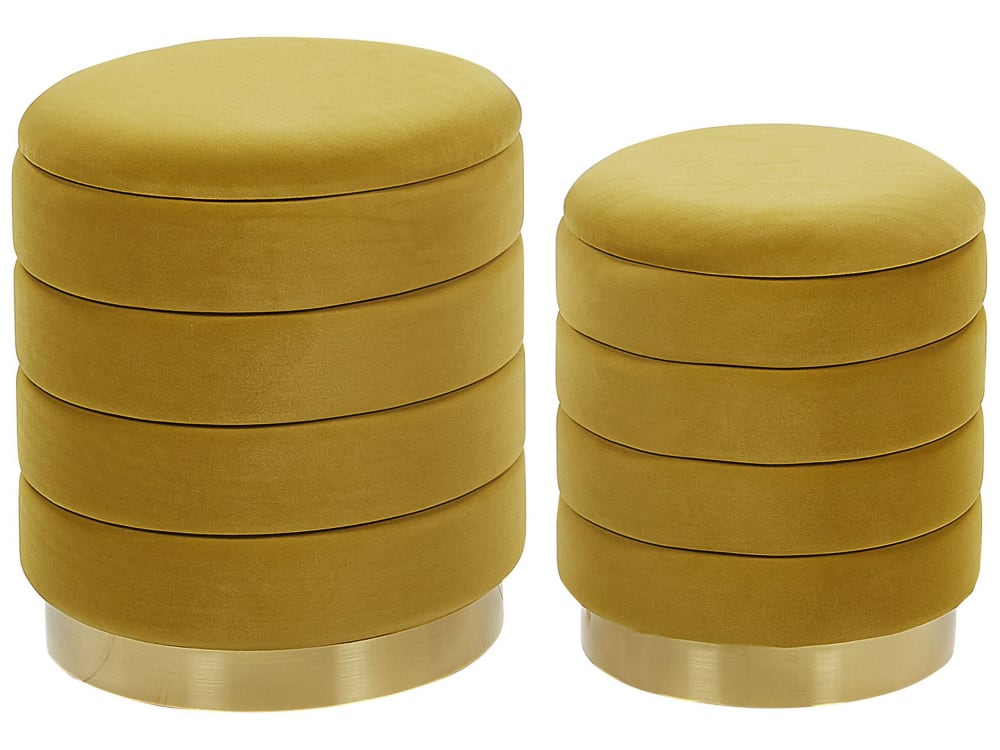 Lot de 2 poufs en tissu - jaune