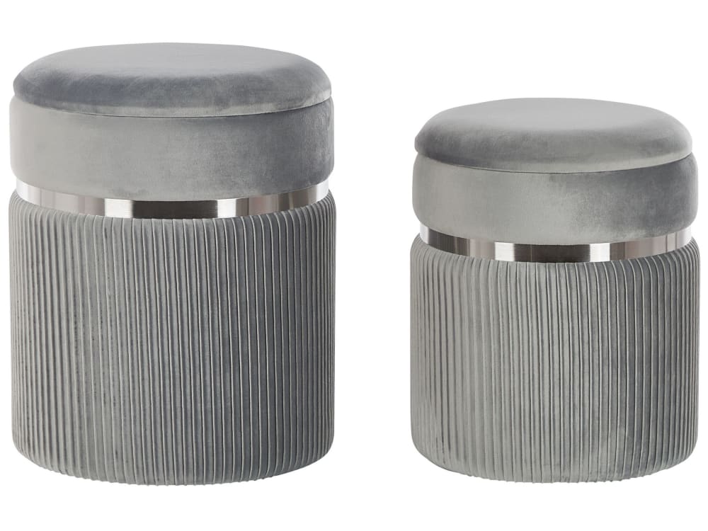 Lot de 2 poufs en tissu gris 3631x4438cm — Beyit