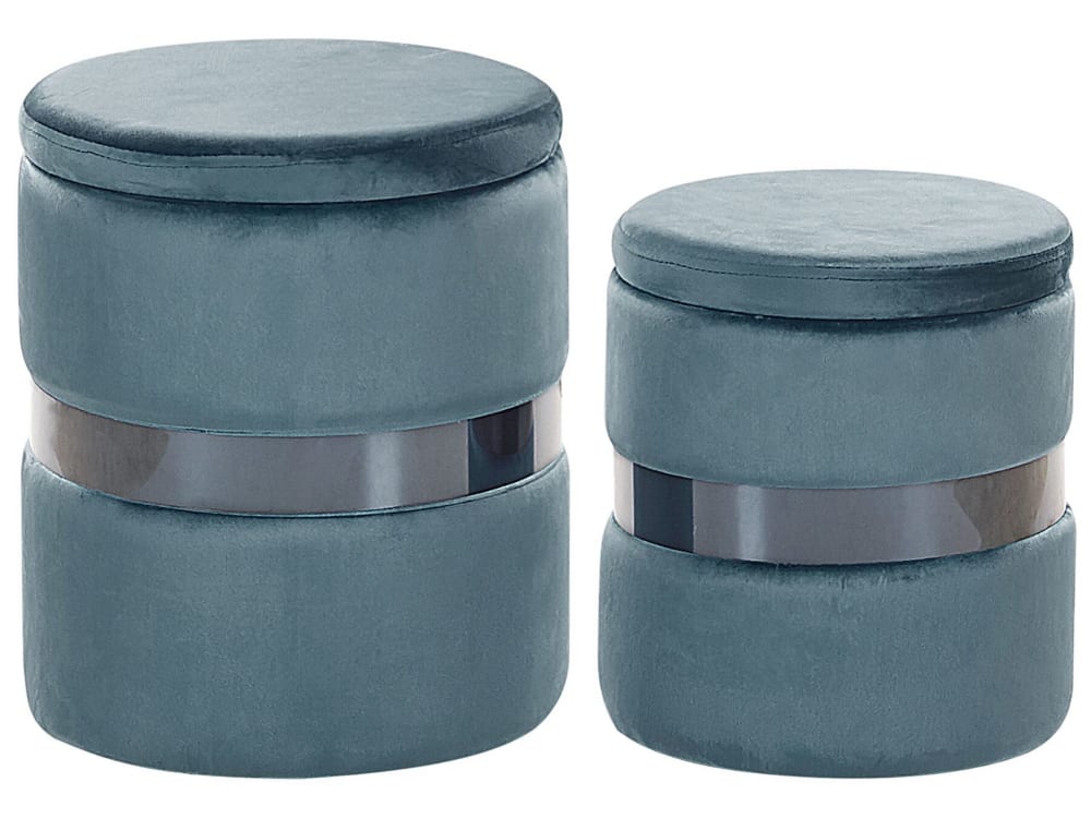 Pouf Aus Samtstoff L35 30 Cm, Blau