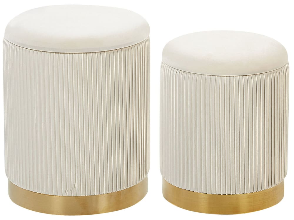 Lot de 2 poufs en tissu blanc 3531x4439cm — Beyit