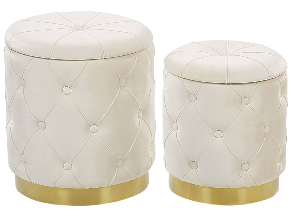 Lot de 2 poufs en tissu