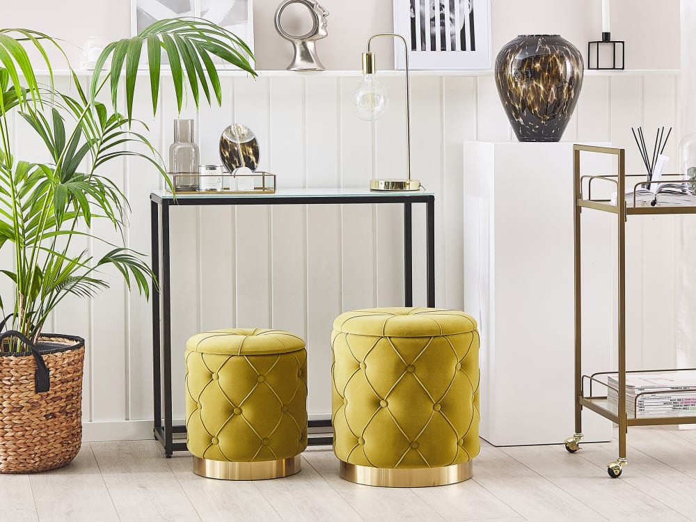 Lot de 2 poufs en tissu jaune 4033x4436cm