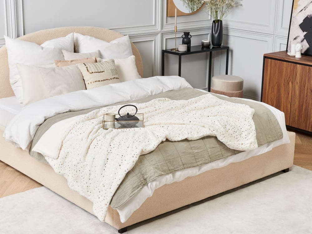 Couverture en polyester beige 180x130cm