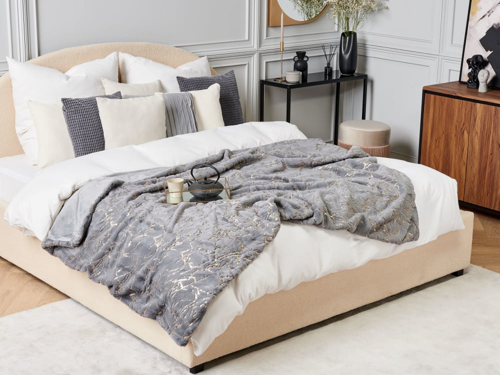 Couverture en polyester gris 200x150cm
