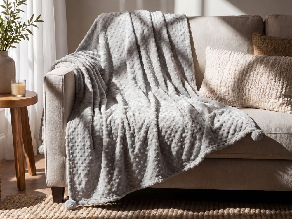 Couverture en polyester gris 220x200cm — vue 4