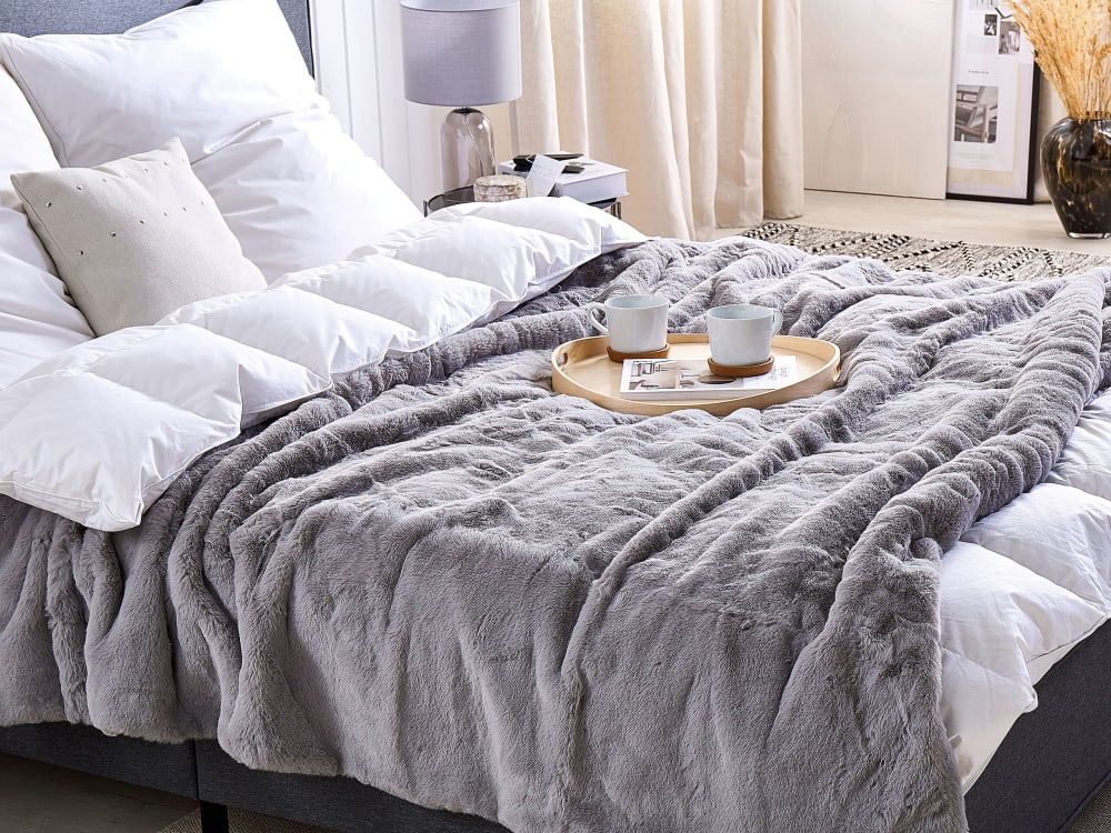 Beliani Kuscheldecke aus Polyester 220 x 200cm, grau style modern - Pes - Polyester