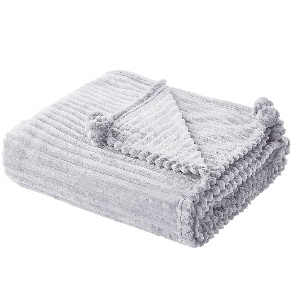 Couverture en polyester gris 200x150cm — vue 3
