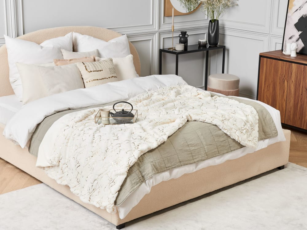 Beliani Kuscheldecke aus Polyester 200 x 150cm, beige style modern - Pes - Polyester