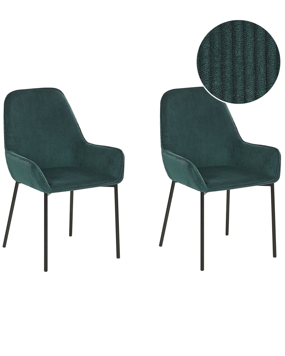 Beliani Esszimmerstuhl 2er Set aus Stoff, grün style classic chic - Samt