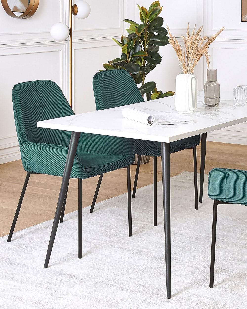 Esszimmerstuhl 2er Set aus Stoff, grün - Maisons Du Monde