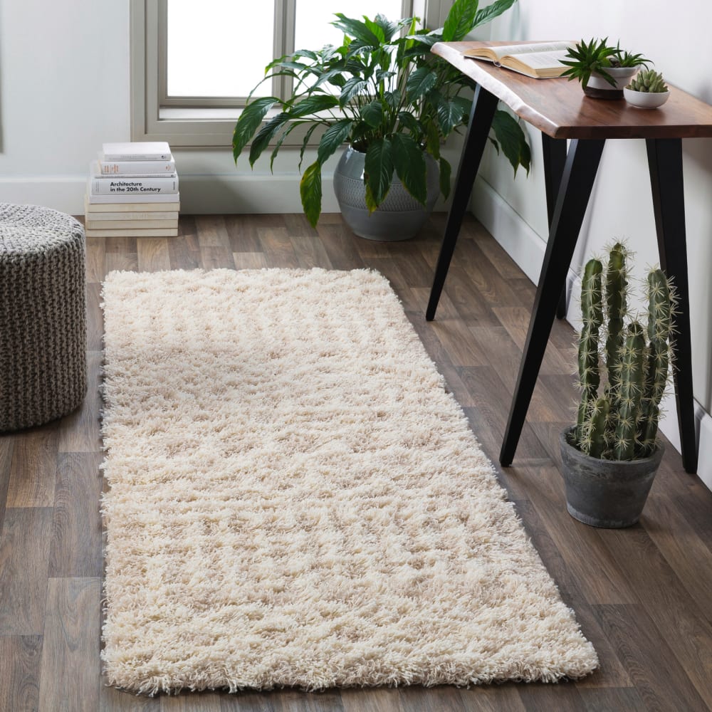 Tapis de couloir shaggy bohème ivoire/beige 80x220 — vue 3