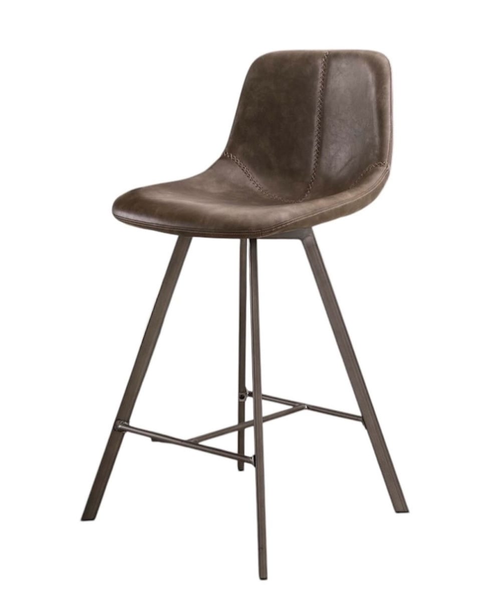 Mathi Design Hocker aus Kunstleder in Taupe style vintage Braun Pvc - Polyvinlychlorid