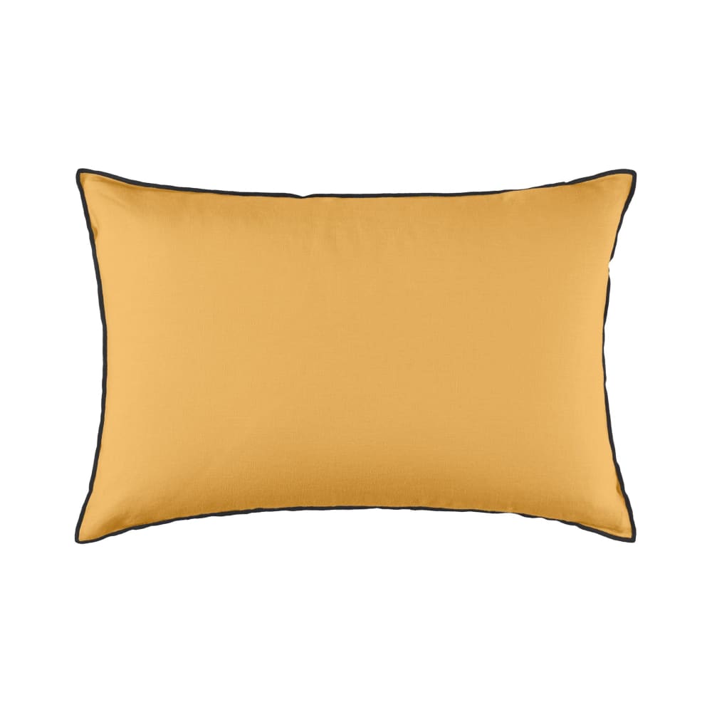 Copricuscino Lavaggio bombo ocra e nero 40x60 cm - Modello Contemporaneo - Giallo - Öko-Tex Zertifikat - Lino