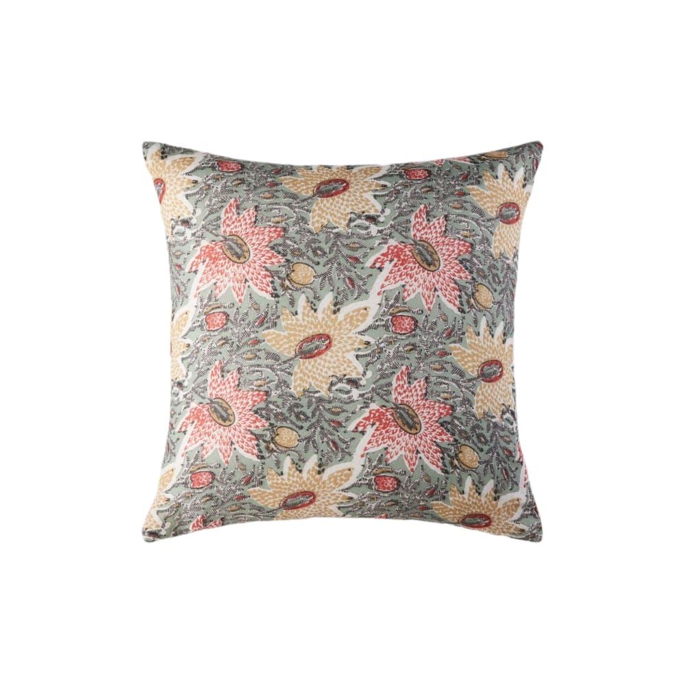 Copertura del cuscino lino leggero stampato verde di grigio 40x40 cm - Modello Vintage - Lino