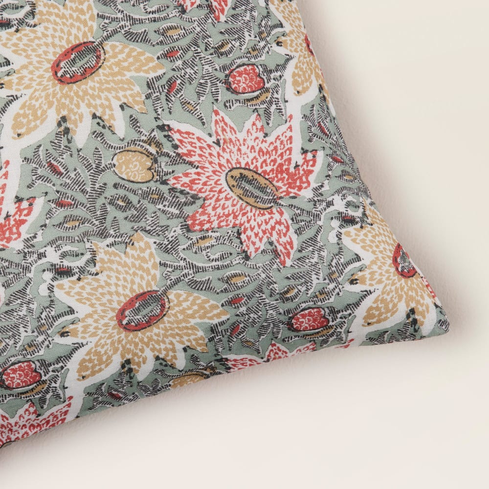 Copertura del cuscino lino leggero stampato verde di grigio 40x40