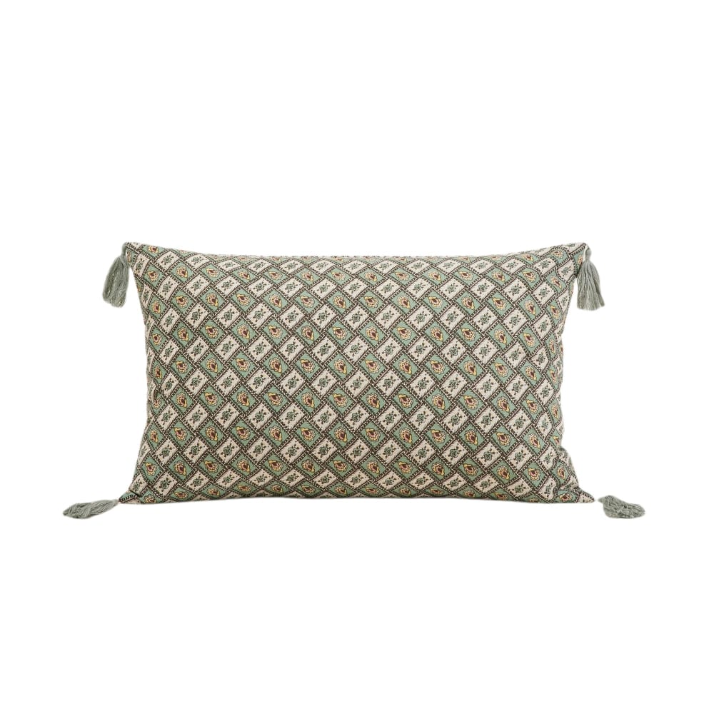 Housse de coussin en coton vert 28x47 cm