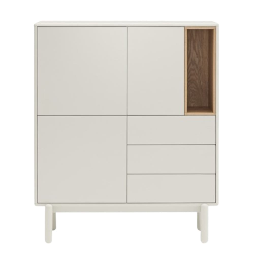 Buffet haut 3 portes 3 tiroirs en bois L100cm - Blanc