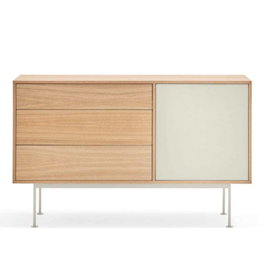 Buffet bas moderne 128cm en bois YOKO beige 128x45x81cm