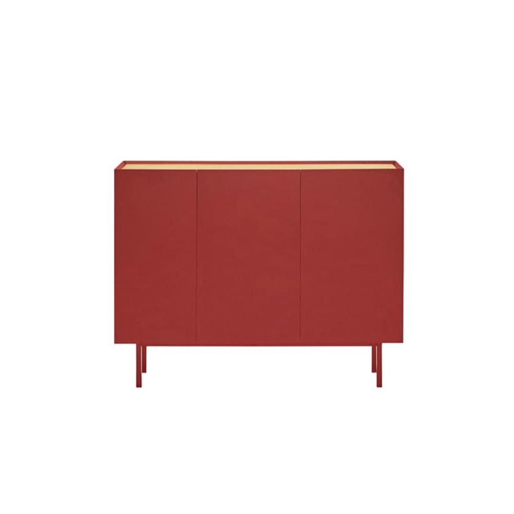 TEULAT Buffet en bois 3 portes 3 tiroirs l110cm - rouge style contemporain Rouge Bois - 110x85x40cm