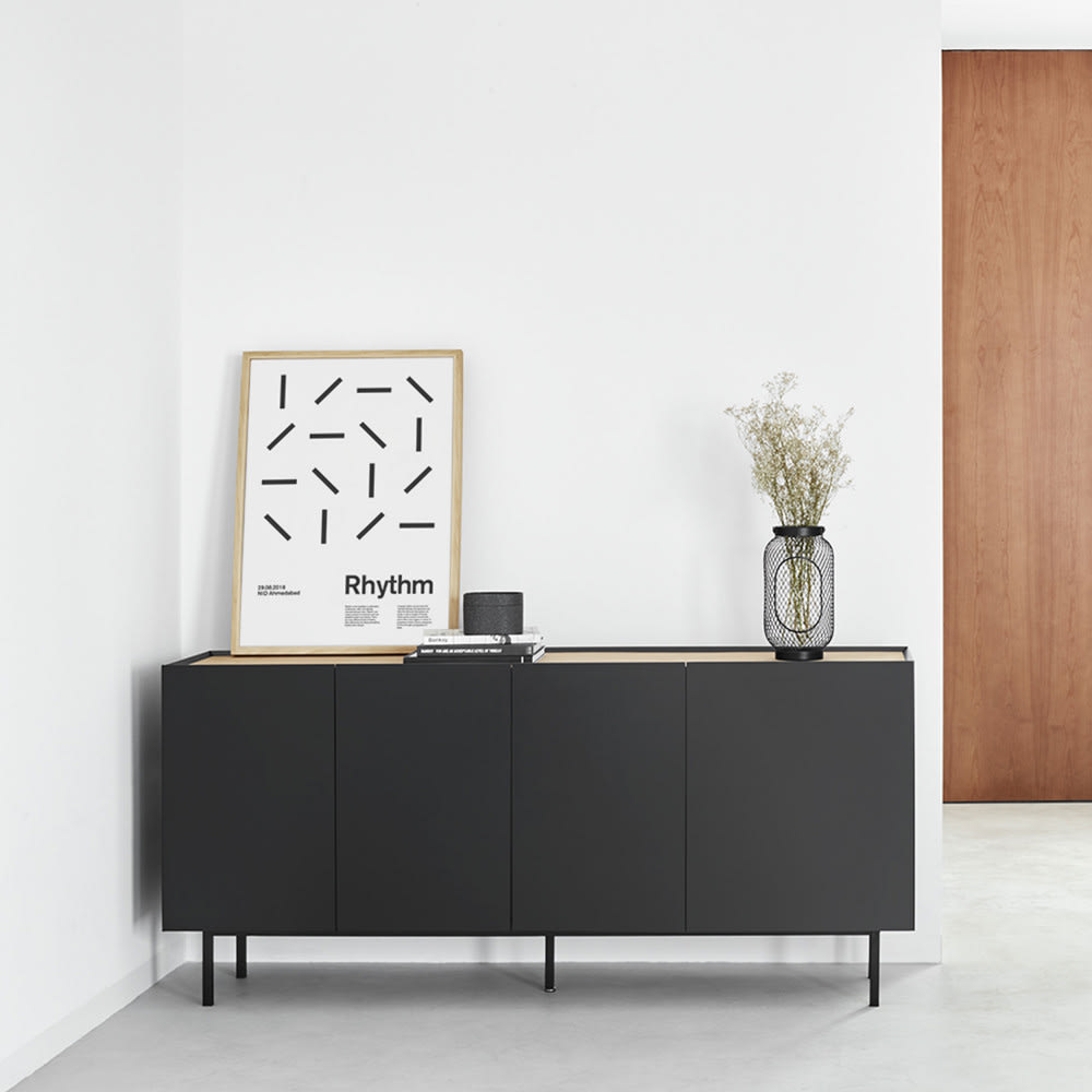 Buffet en bois 4 portes 3 tiroirs l165cm - noir - Maisons du Monde