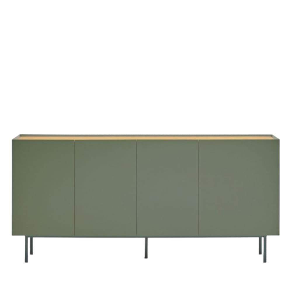 Buffet en bois 4 portes 3 tiroirs L165cm - Vert amande