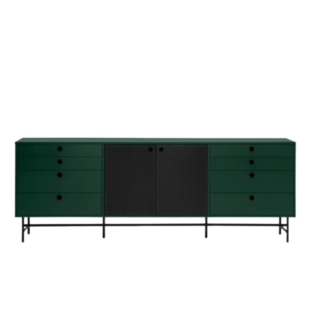 TEULAT Sideboard 8 Schubladen 2 Türen grün 212x47 cm style modern - Metall
