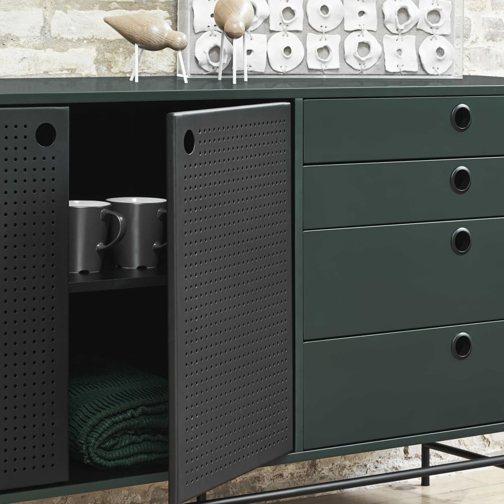 Sideboard 8 Schubladen 2 Türen grün 212x47 cm - Maisons Du Monde