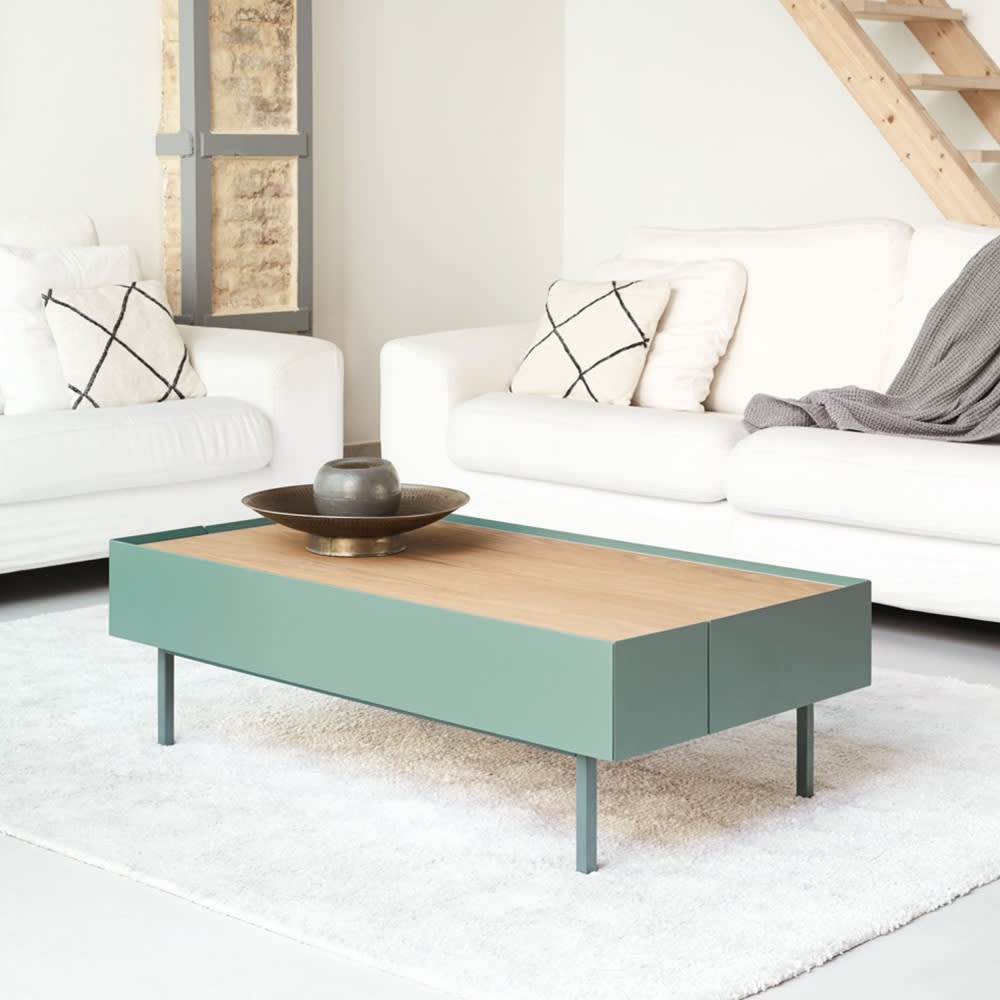 Table basse en bois 110x60cm vert amande - Maisons du Monde