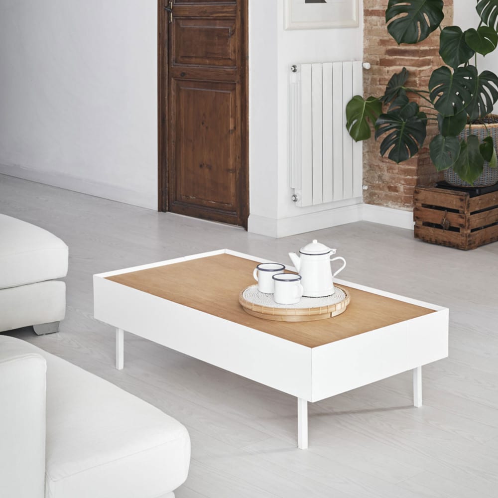Table basse en bois 110x60cm blanc - Maisons du Monde