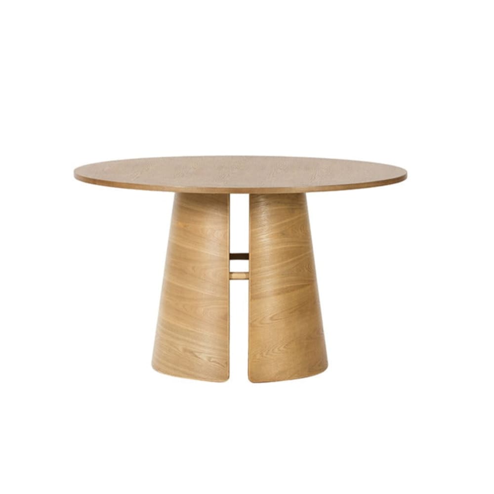 Table à manger ronde en bois D137cm bois blanchi