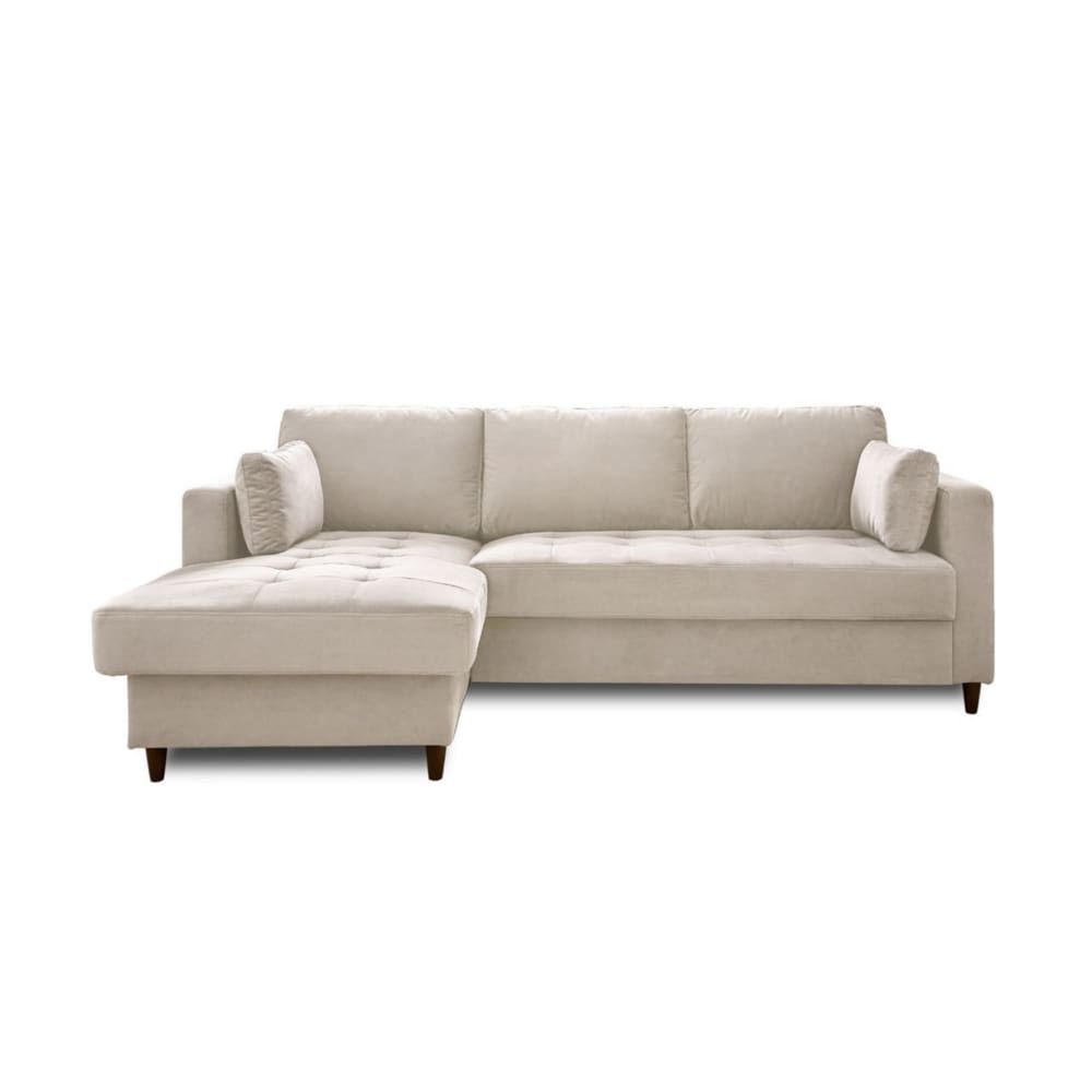 Canapé d'angle convertible 4 places en velours beige
